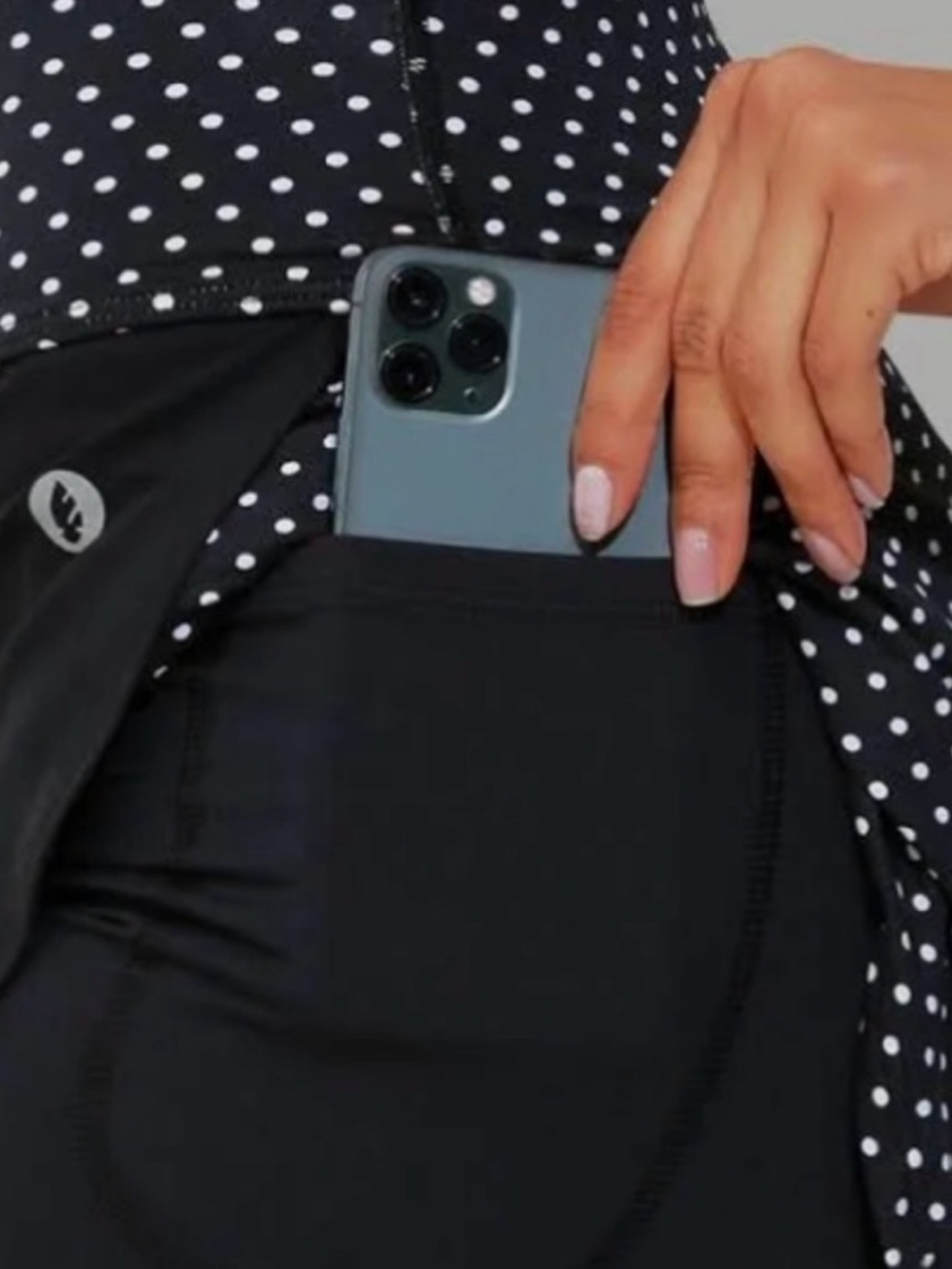 Black Polka Dot Mini Skirt - Layered Active Skort - Picture 2 of 7